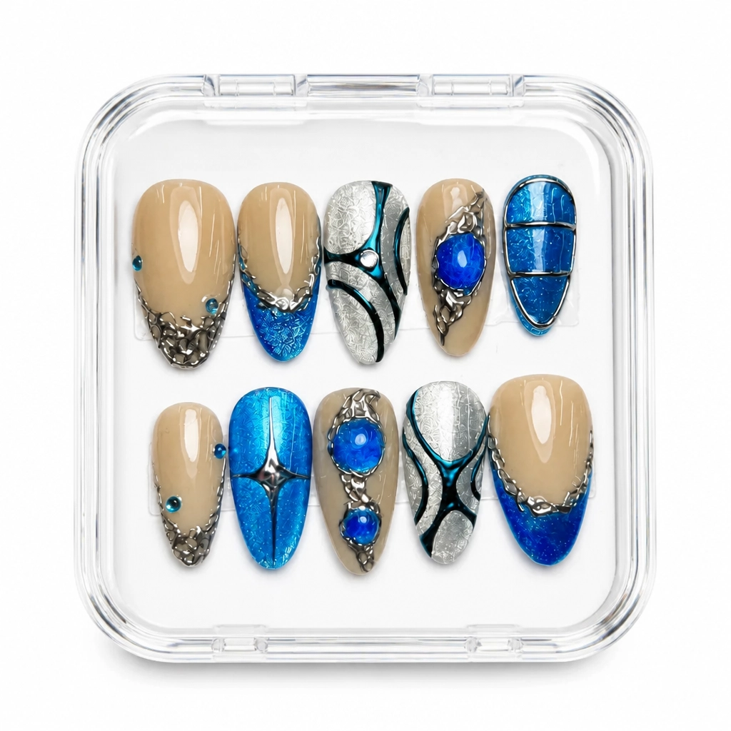 Press-on Nails Wholesale $14.90 Beige Sapphire Elegance by Yabe Vietnam
