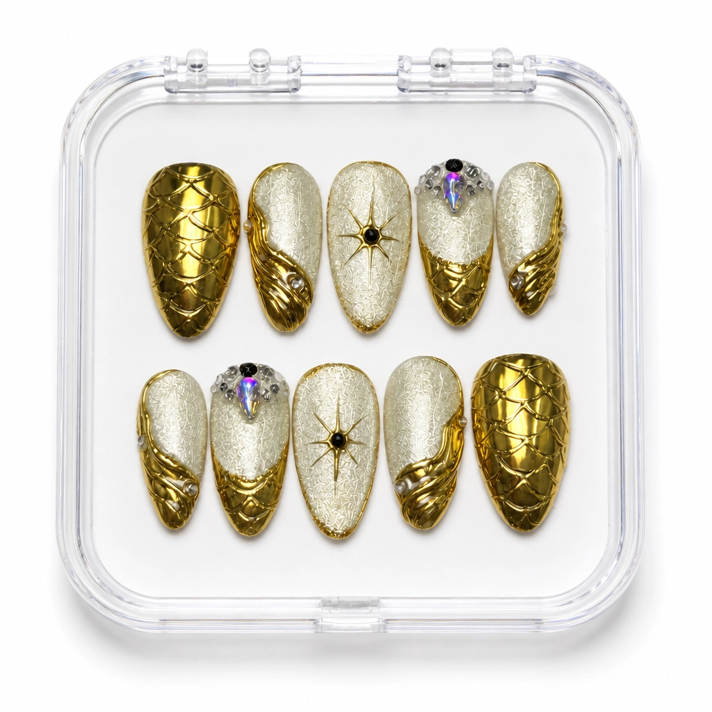 Press-on Nails Wholesale $14.90 Satin Golden Luxe by Yabe Vietnam