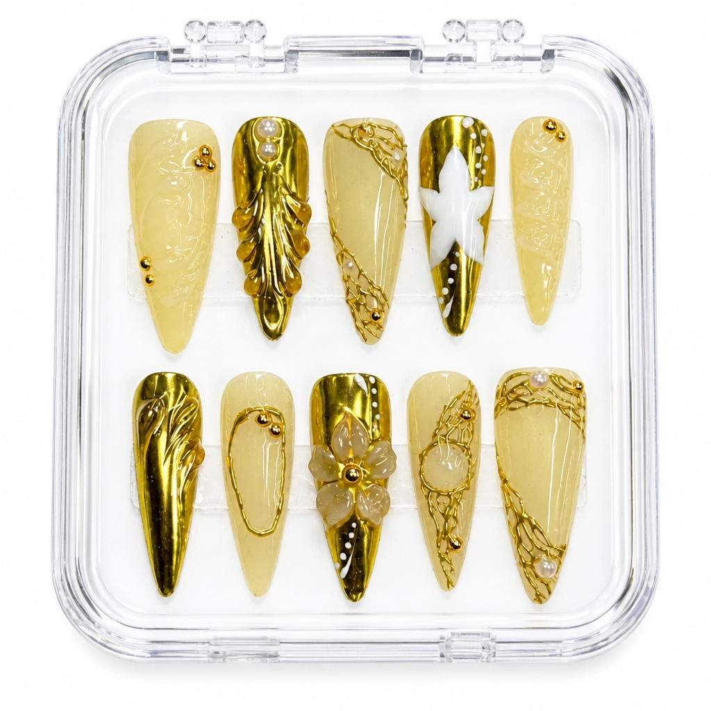 Press-on Nails Wholesale $14.90 Cream Stiletto Luxe by Yabe Vietnam