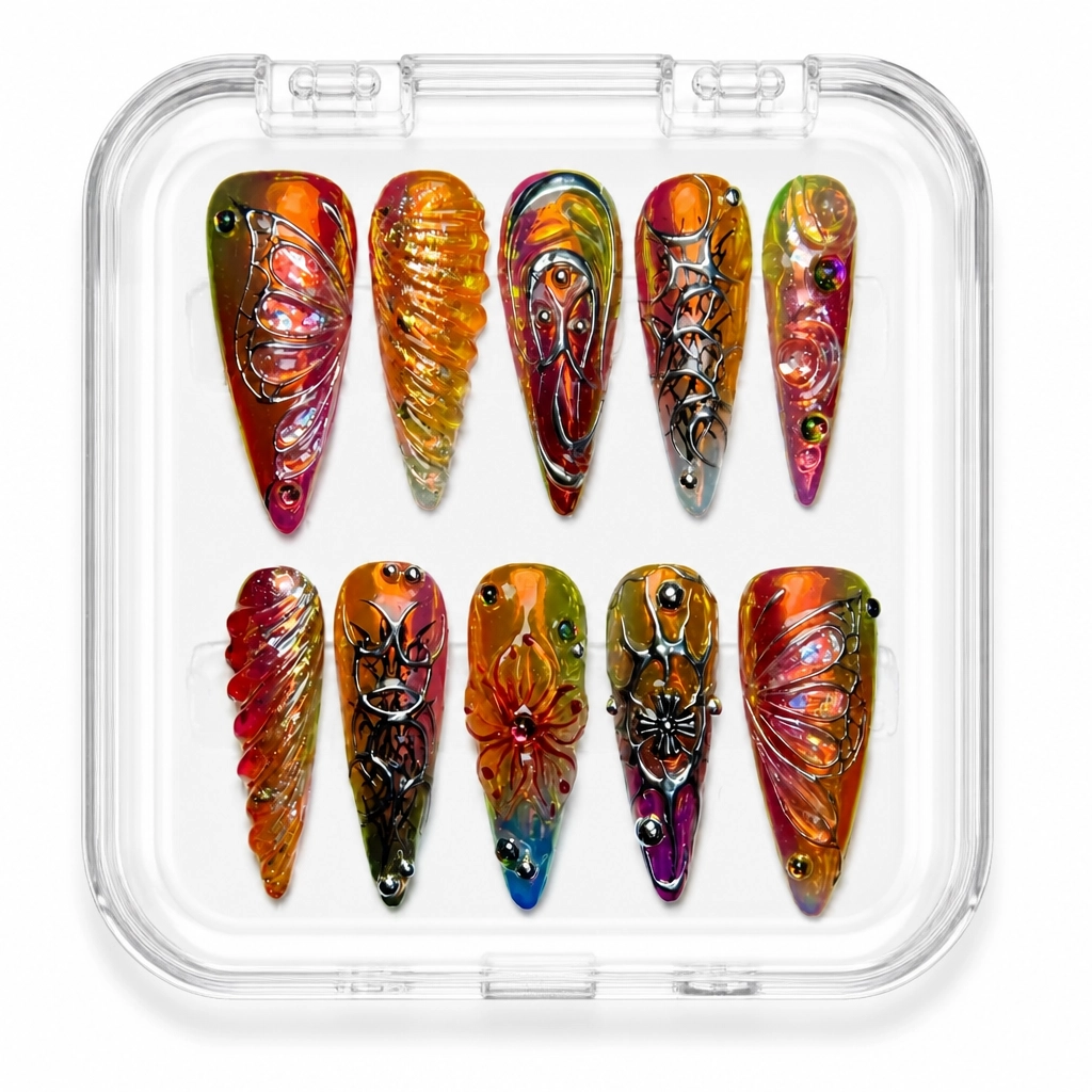 Press-on Nails Wholesale $14.90 Crimson Butterfly by Yabe Vietnam