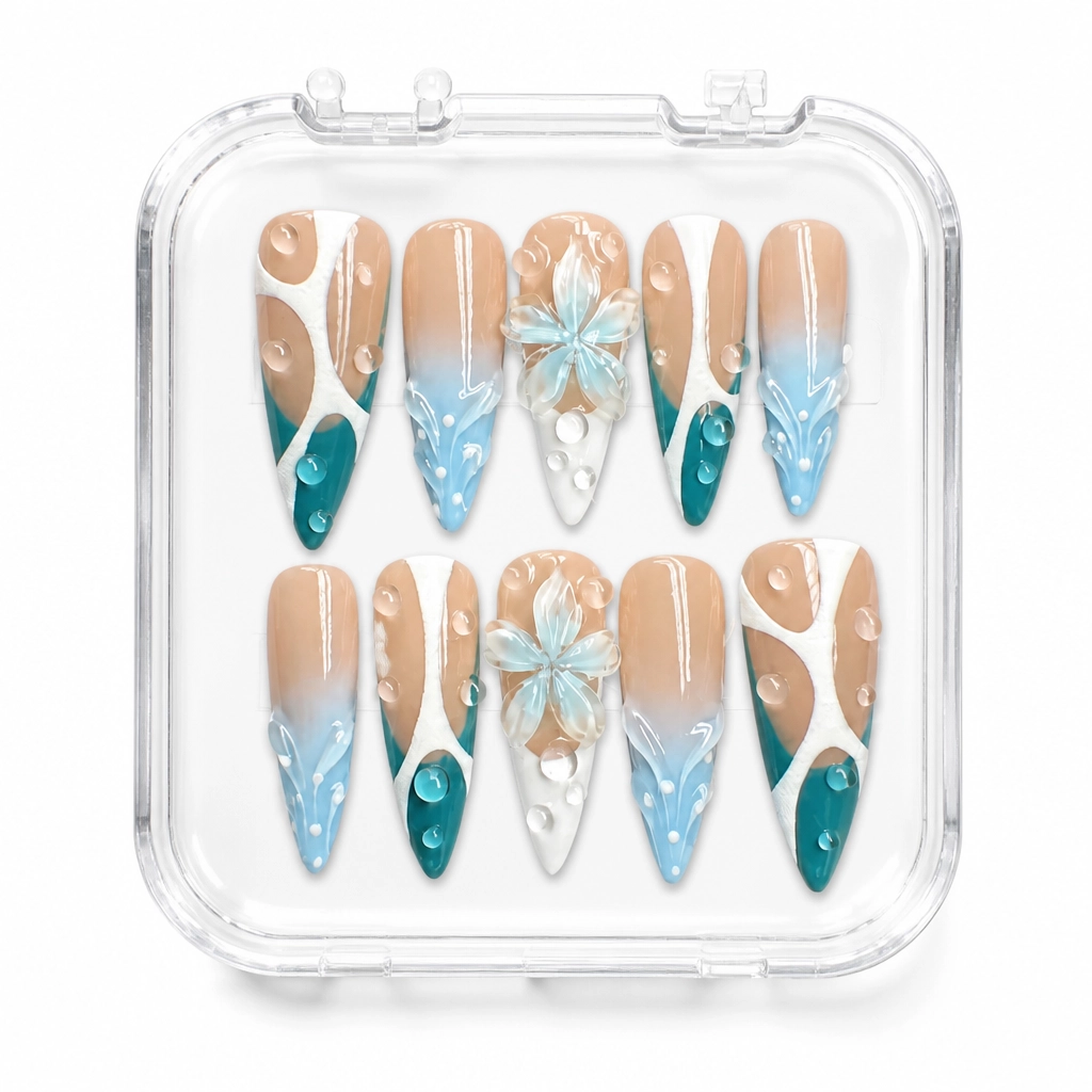 Press-on Nails Wholesale $14.90 Ocean Wave Flora by Yabe Vietnam