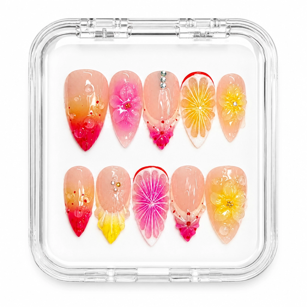 Press-on Nails Wholesale $14.90 Sunset Bloom by Yabe Vietnam