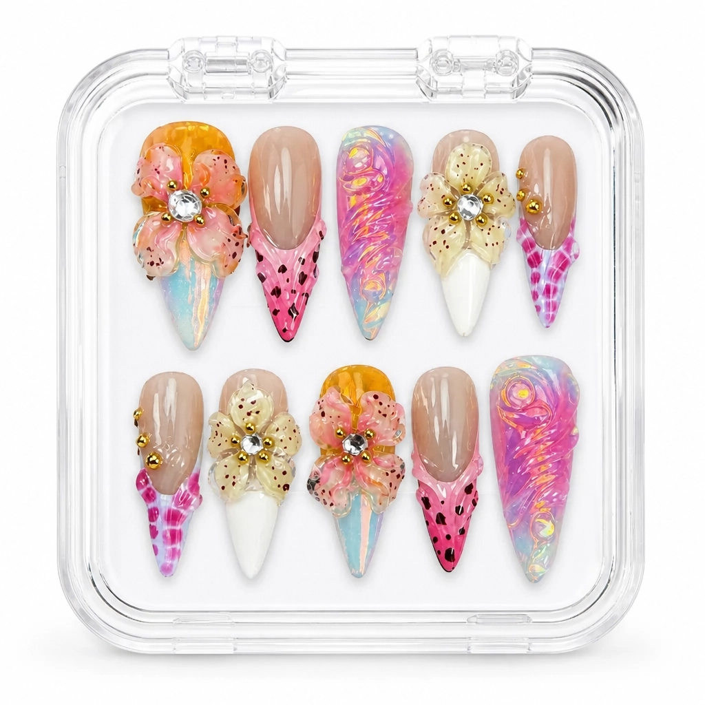 Press-on Nails Wholesale $14.90 Opalescent Bloom by Yabe Vietnam