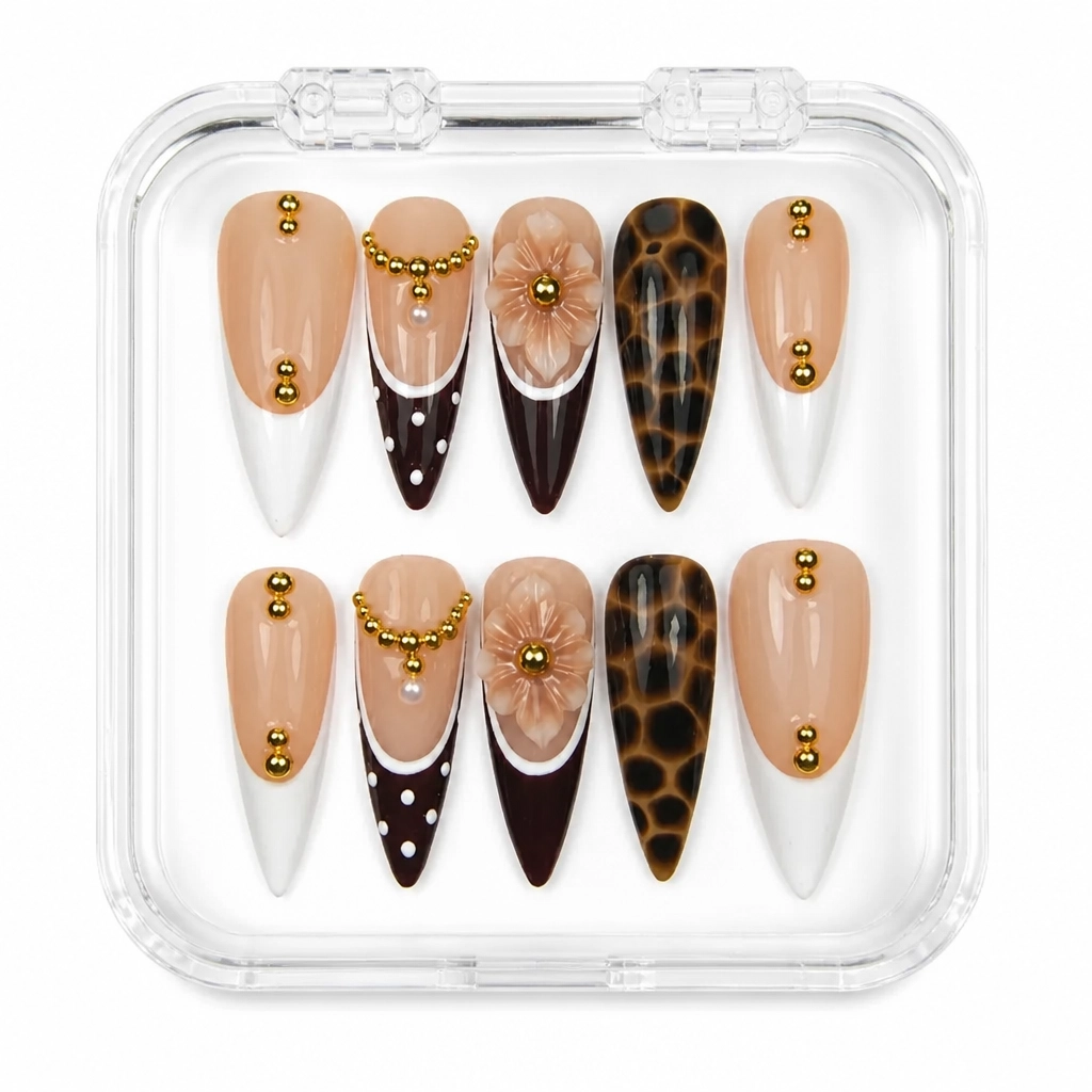 Press-on Nails Wholesale $14.90 Tortoiseshell Bloom by Yabe Vietnam