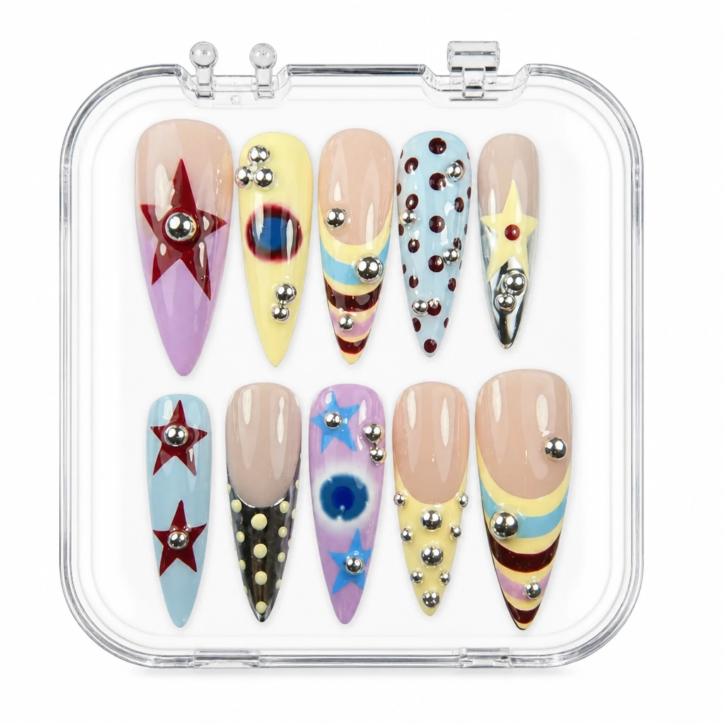 Press-on Nails Wholesale $14.90 Pastel Punk Stars by Yabe Vietnam