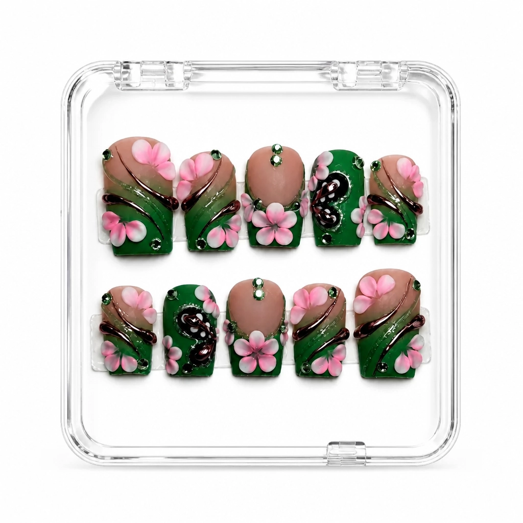 Press-on Nails Wholesale $14.90 Emerald Envy by Yabe Vietnam