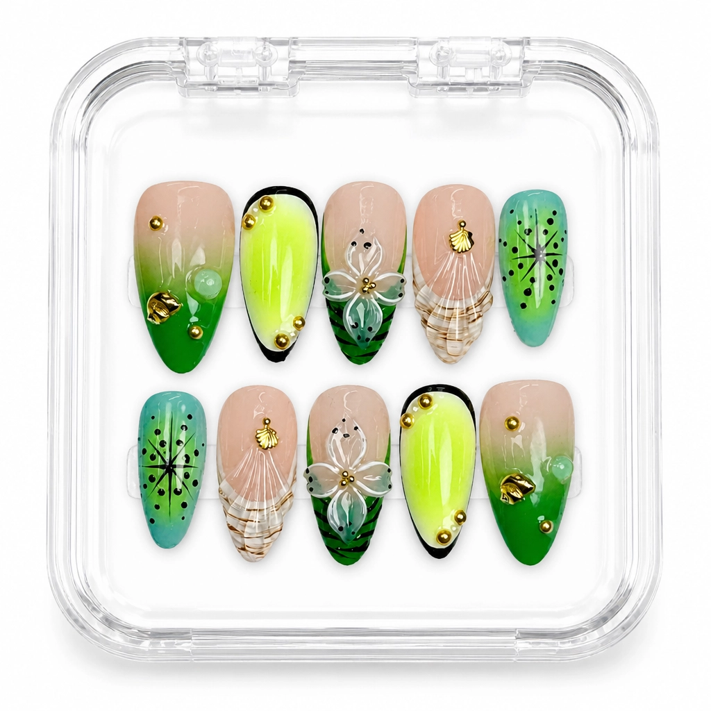 Press-on Nails Wholesale $14.90 Kiwi Bloom by Yabe Vietnam