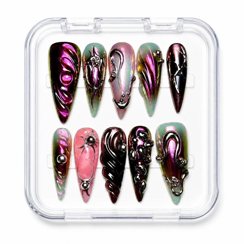 Press-on Nails Wholesale $14.90 Iridescent Swirl by Yabe Vietnam