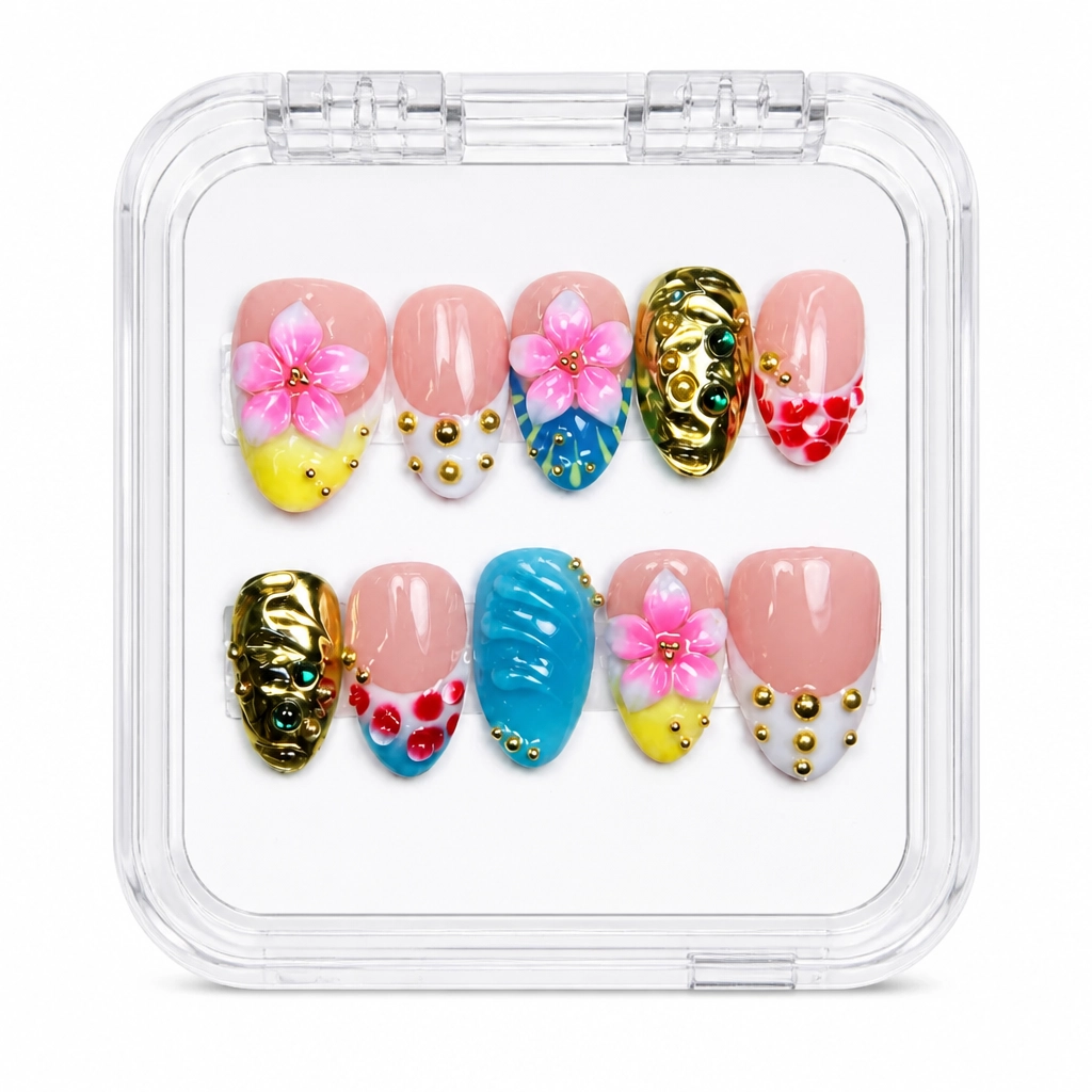 Press-on Nails Wholesale $14.90 Tropical Gold Blossom by Yabe Vietnam