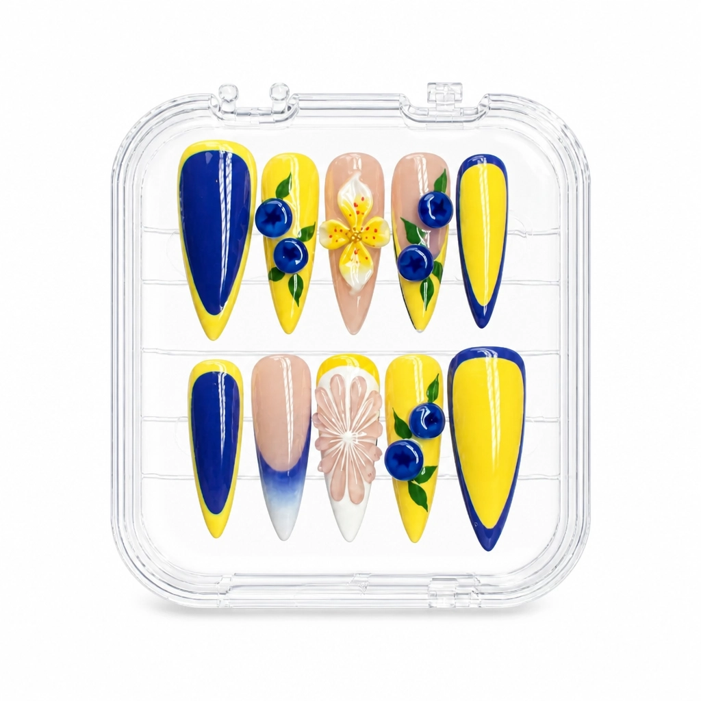 Press-on Nails Wholesale $14.90 Lemon Blueberry Bliss by Yabe Vietnam