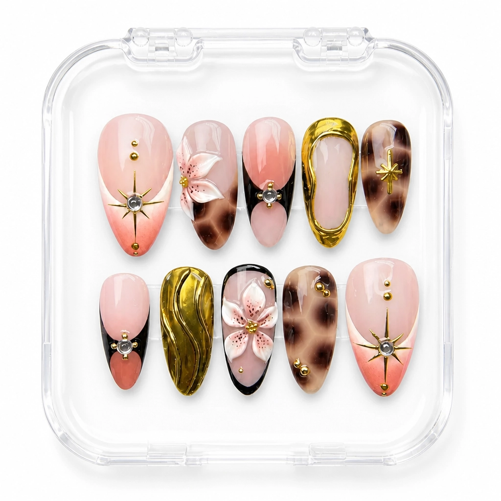 Press-on Nails Wholesale $14.90 Golden Blossom by Yabe Vietnam