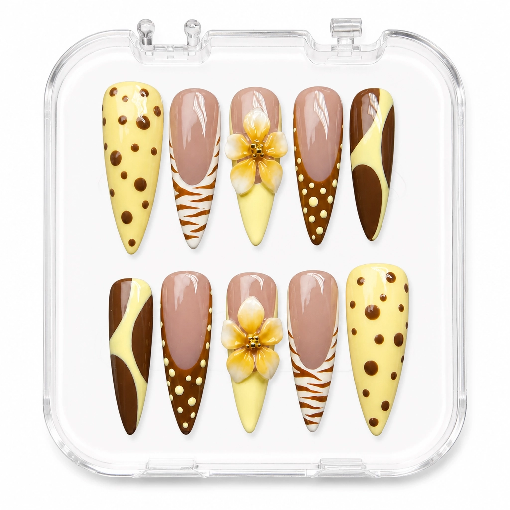 Press-on Nails Wholesale $14.90 Mocha Blossom by Yabe Vietnam
