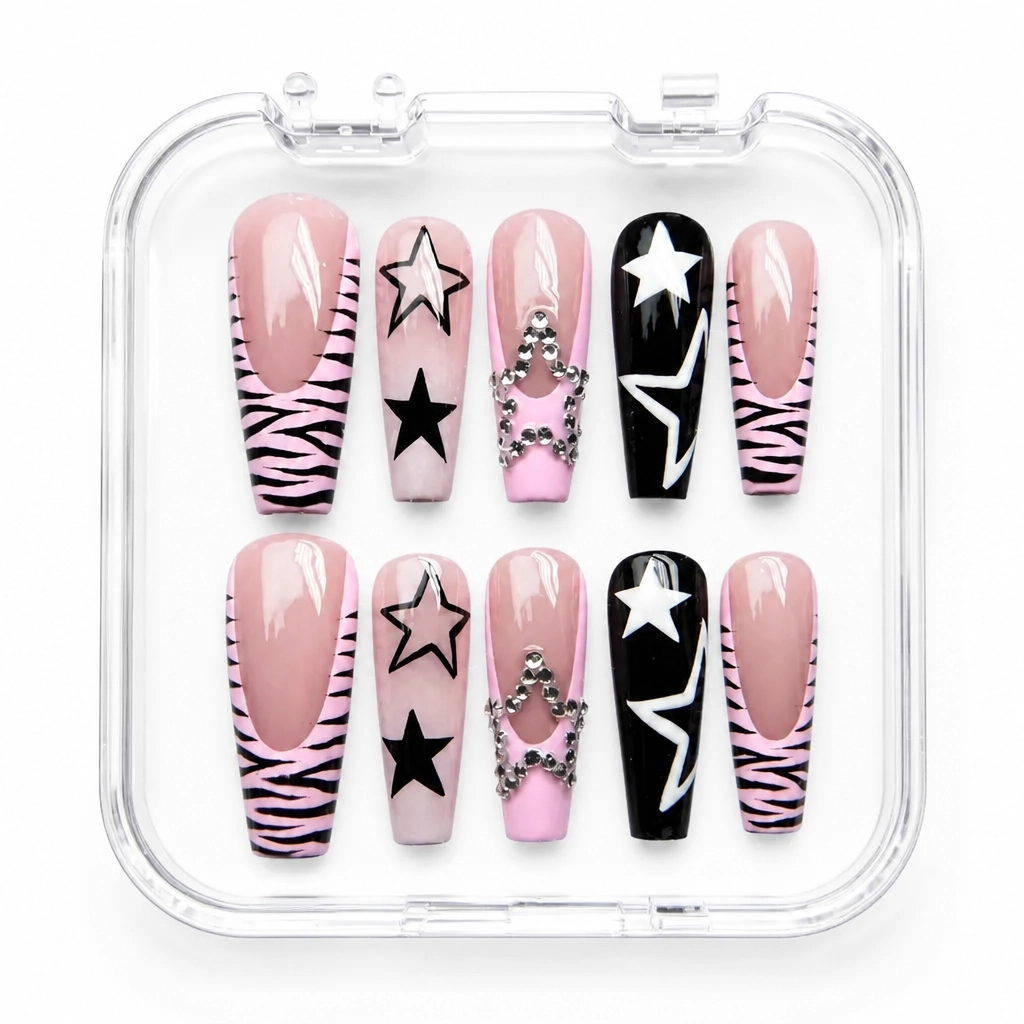 Press-on Nails Wholesale $14.90 Starry Zebra Glam by Yabe Vietnam