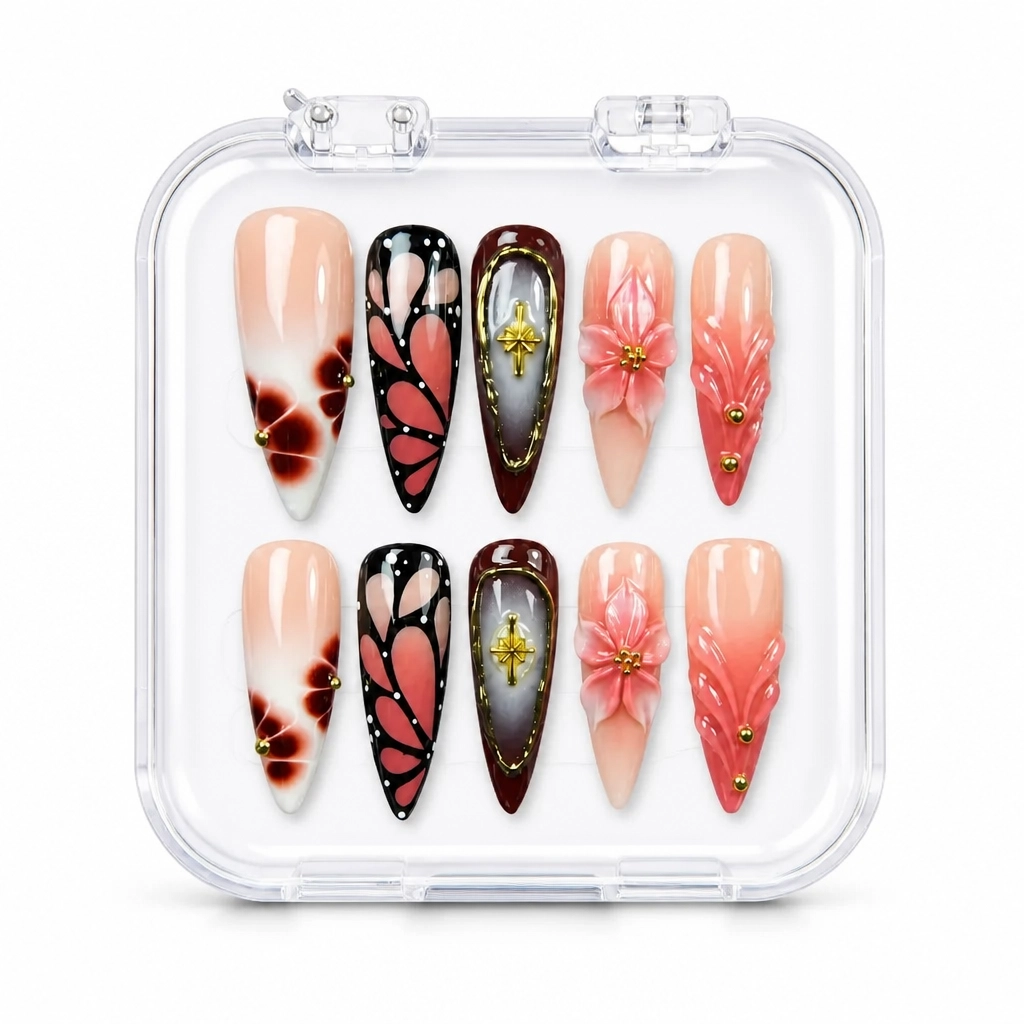 Press-on Nails Wholesale $14.90 Crimson Butterfly Elegance by Yabe Vietnam