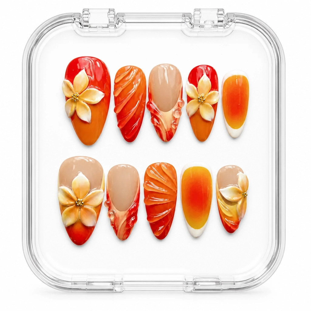 Press-on Nails Wholesale $14.90 Tropical Citrus Dew by Yabe Vietnam