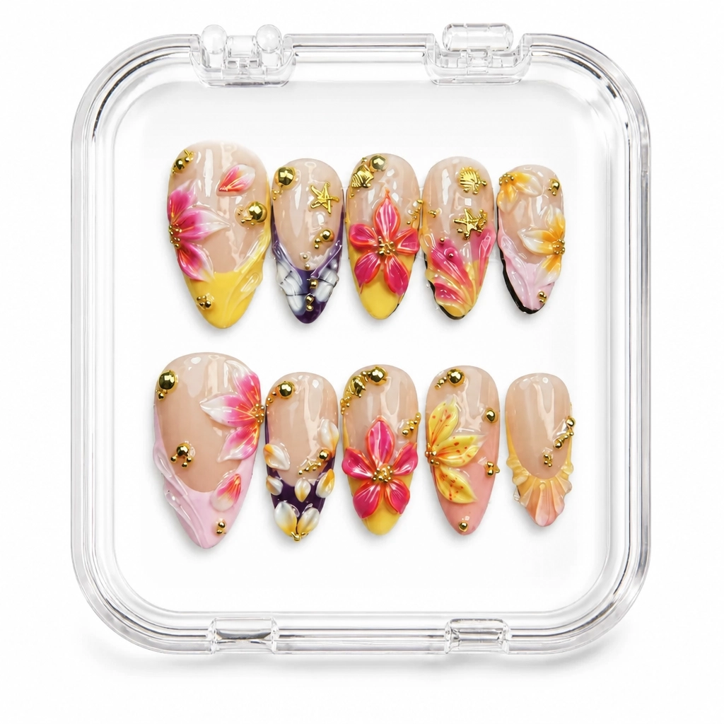 Press-on Nails Wholesale $14.90 Tropical Bloom by Yabe Vietnam