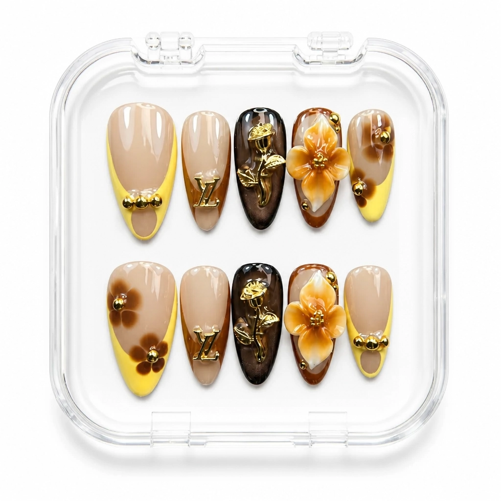 Press-on Nails Wholesale $14.90 Golden Rose Elegance by Yabe Vietnam