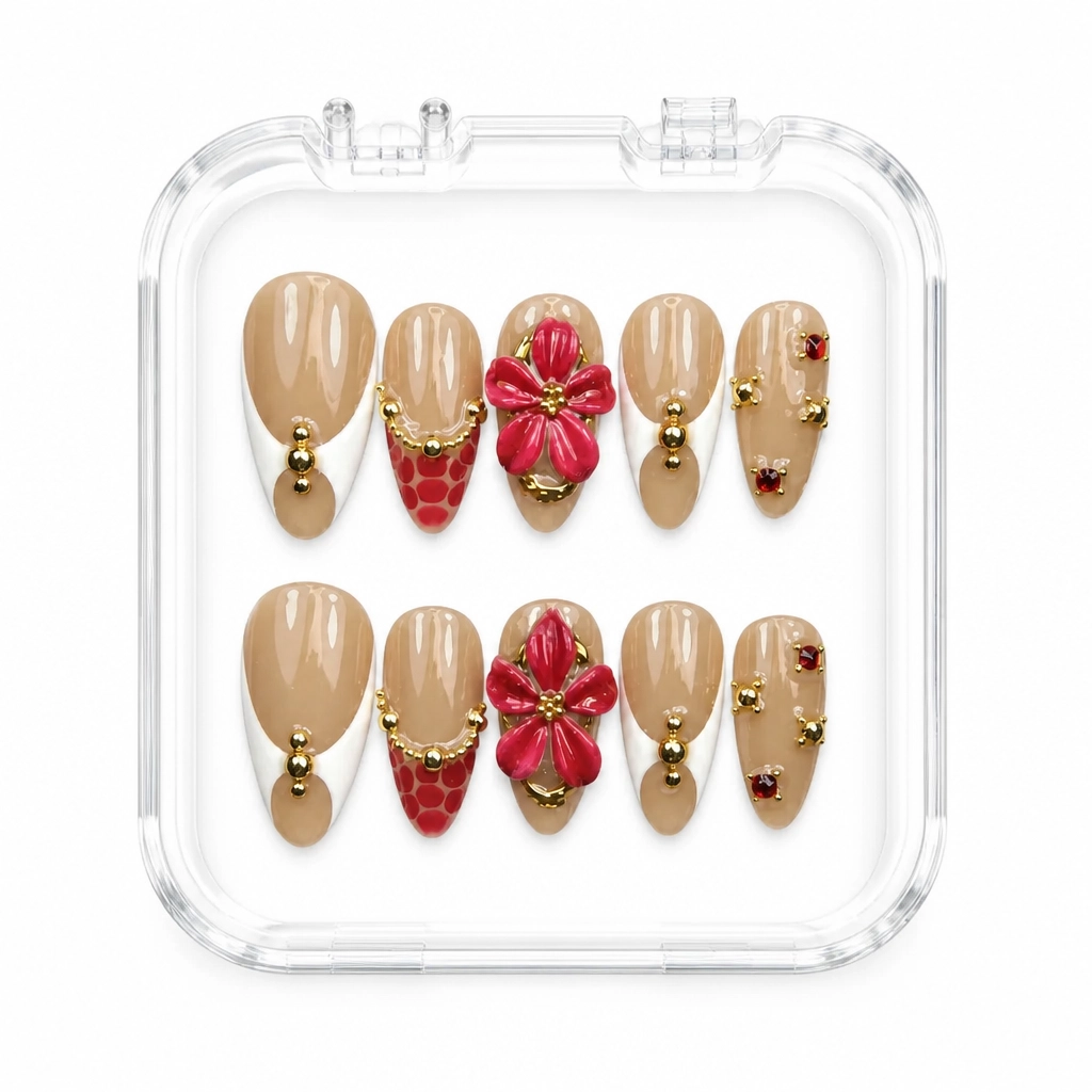 Press-on Nails Wholesale $14.90 Ruby Floral Majesty by Yabe Vietnam