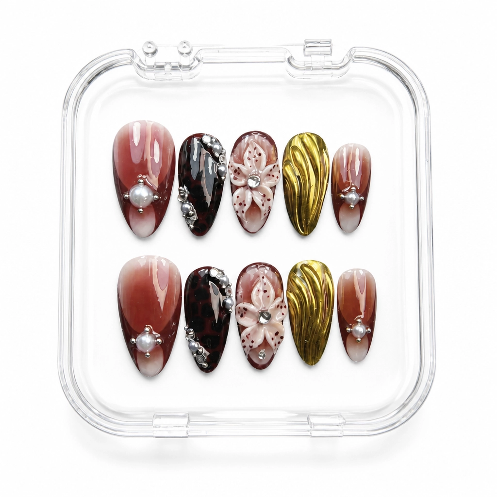 Press-on Nails Wholesale $14.90 Burgundy Opulence by Yabe Vietnam