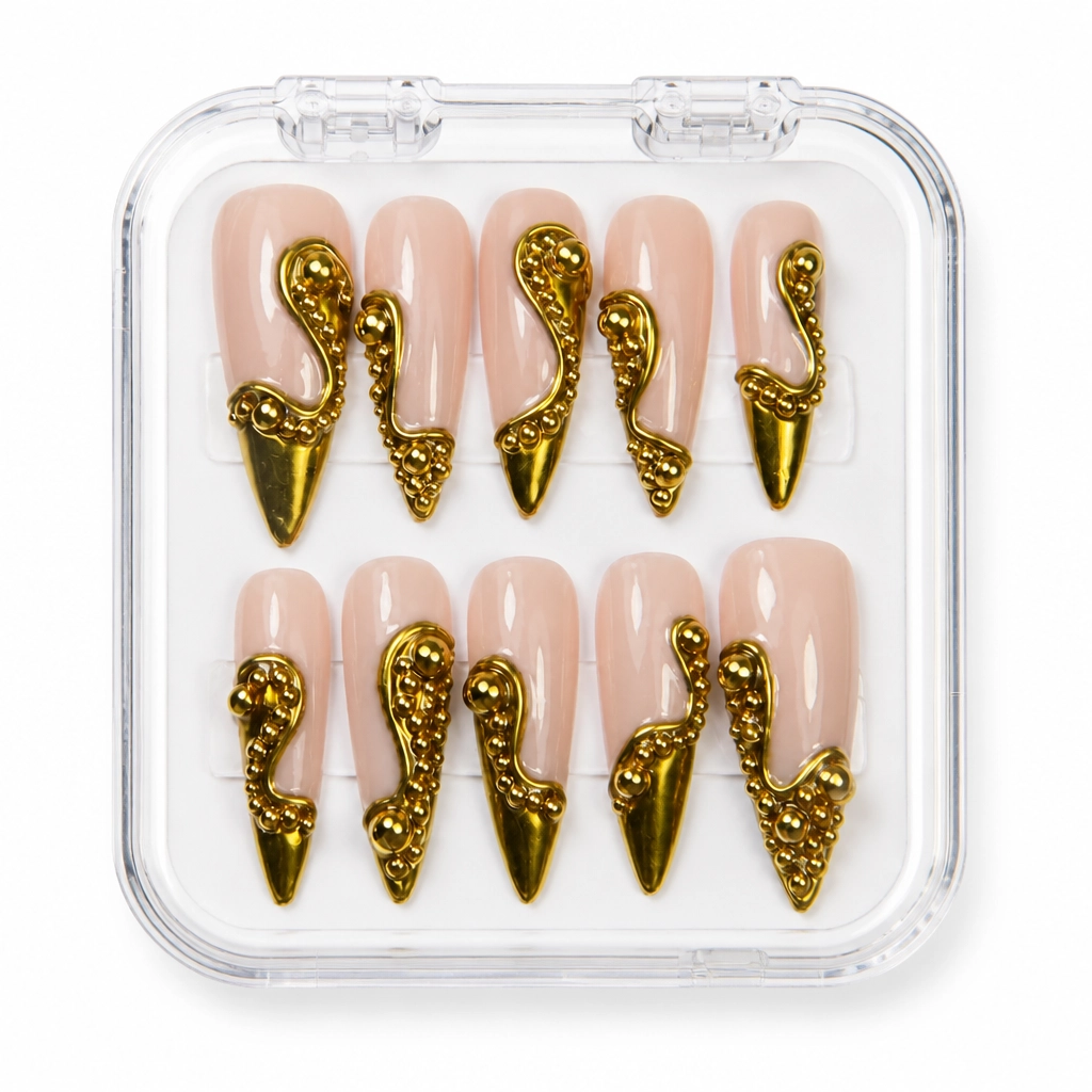 Press-on Nails Wholesale $14.90 Golden Goddess Swirls by Yabe Vietnam