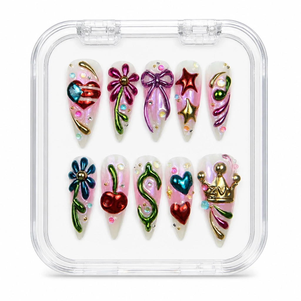 Press-on Nails Wholesale $14.90 Chrome Charm Bliss by Yabe Vietnam