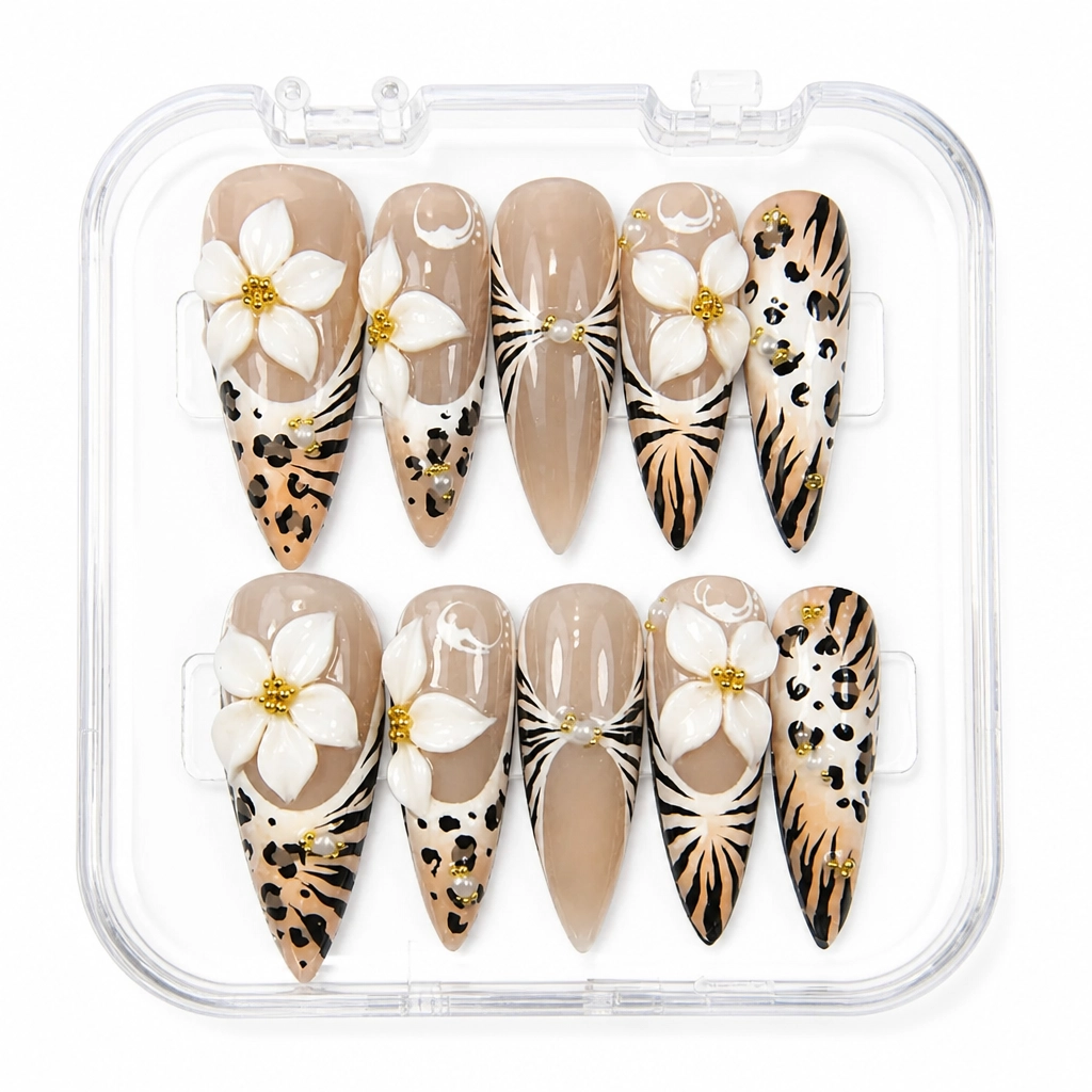 Press-on Nails Wholesale $14.90 Floral Safari by Yabe Vietnam