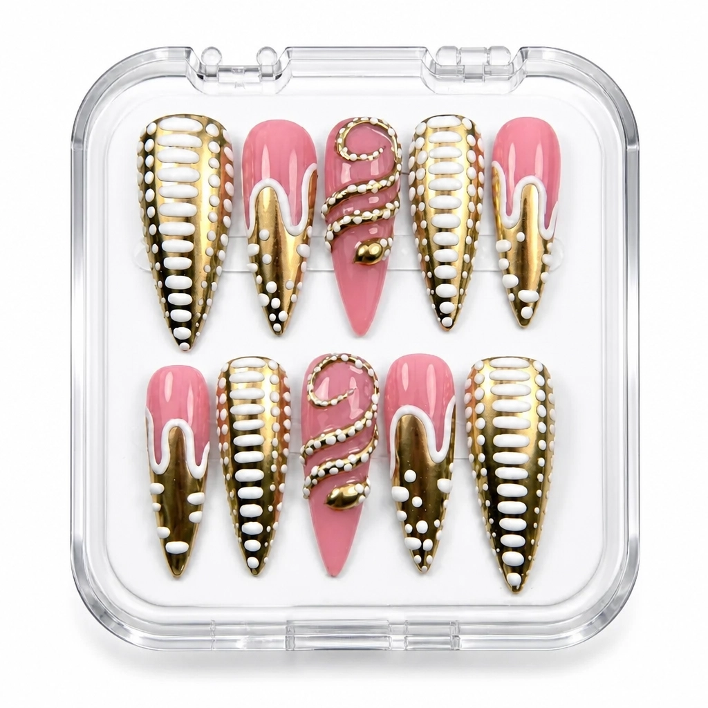 Press-on Nails Wholesale $14.90 Golden Pearl Cascade by Yabe Vietnam