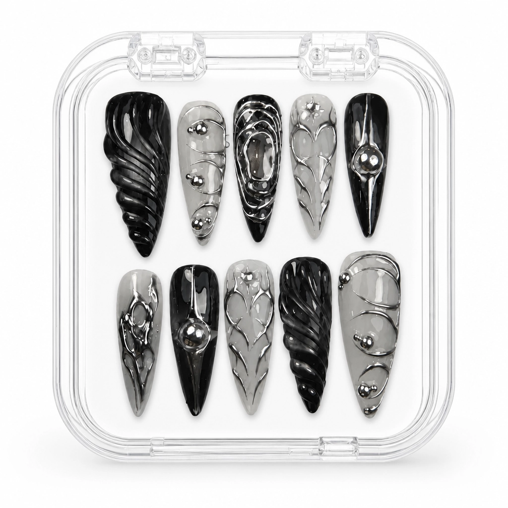 Press-on Nails Wholesale $14.90 Liquid Onyx Cyber by Yabe Vietnam