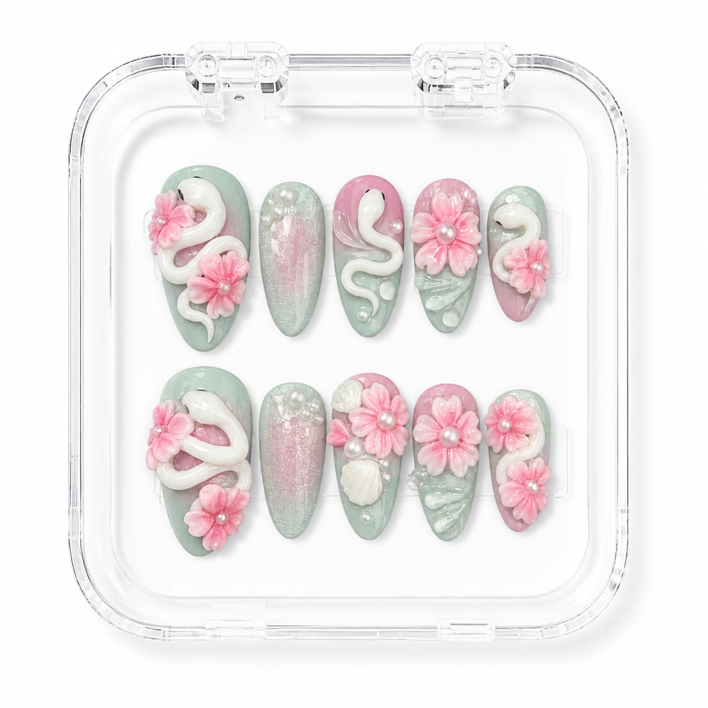 Press-on Nails Wholesale $14.90 Floral Serpent by Yabe Vietnam