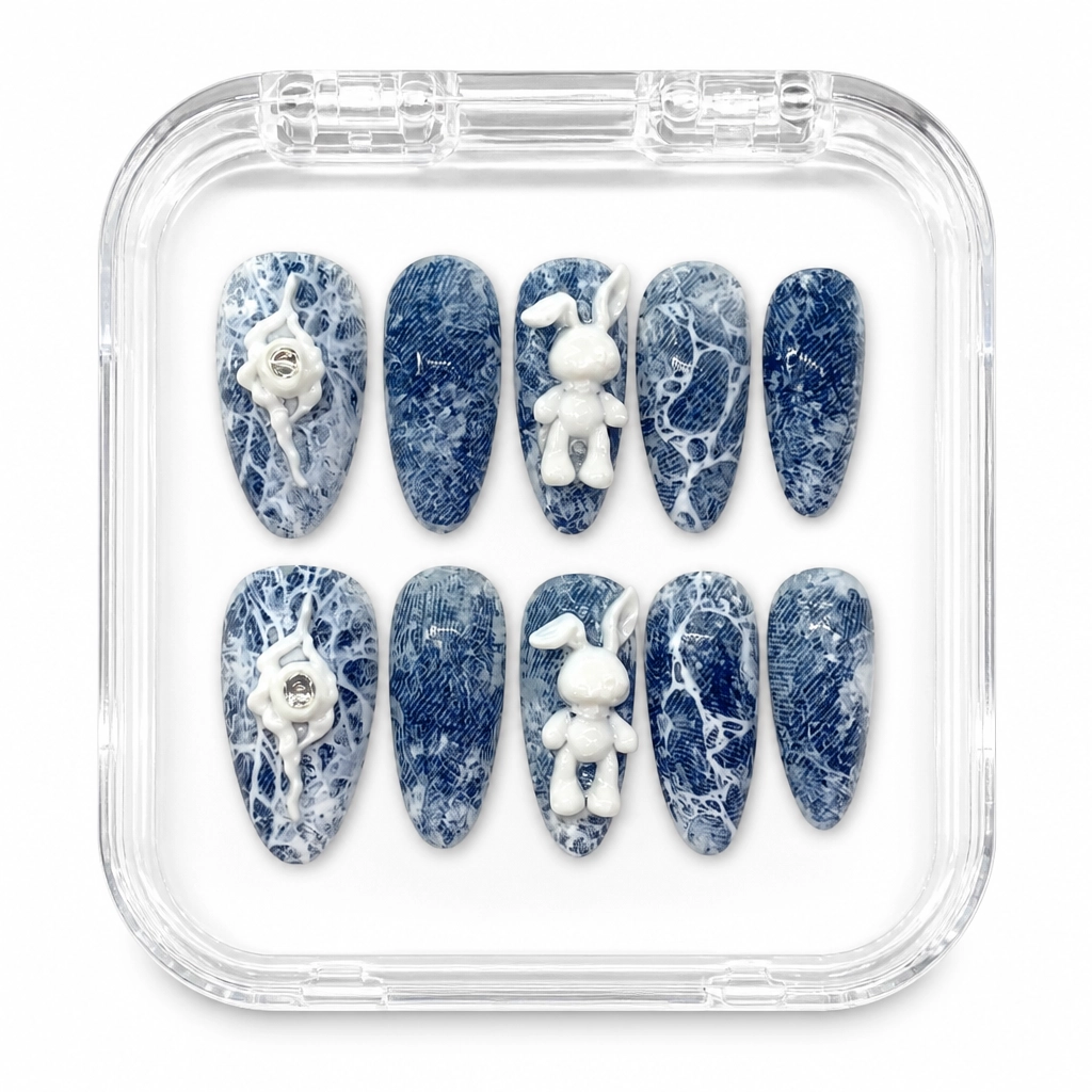 Press-on Nails Wholesale $14.90 Denim Bunny Bliss by Yabe Vietnam