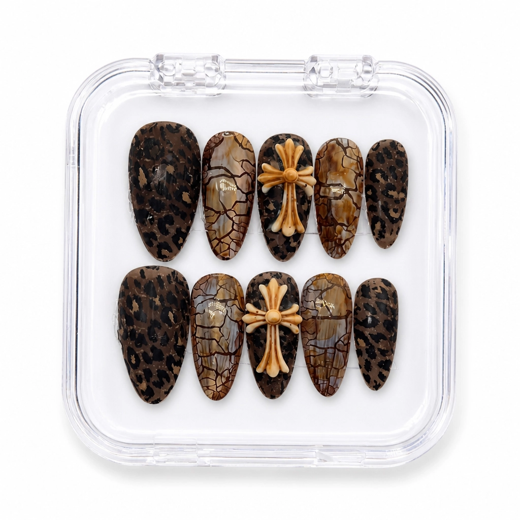 Press-on Nails Wholesale $14.90 Leopard Gothic Cross by Yabe Vietnam