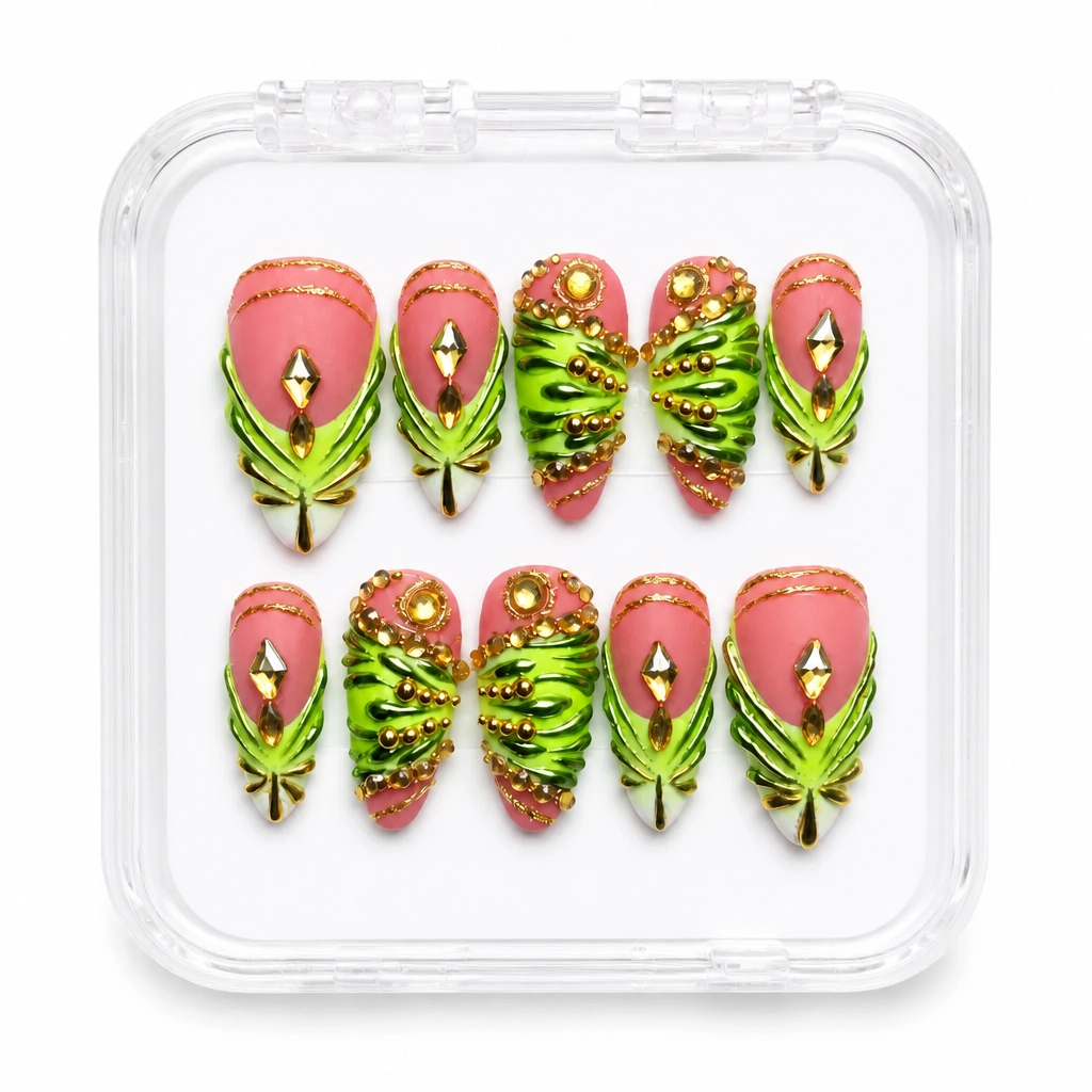 Press-on Nails Wholesale $14.90 Emerald Elegance by Yabe Vietnam