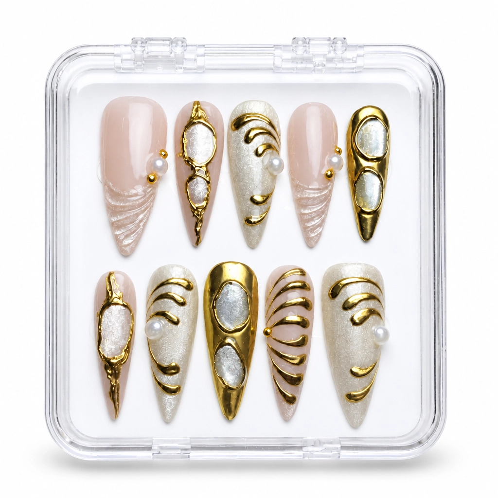 Press-on Nails Wholesale $14.90 Golden Opulence by Yabe Vietnam