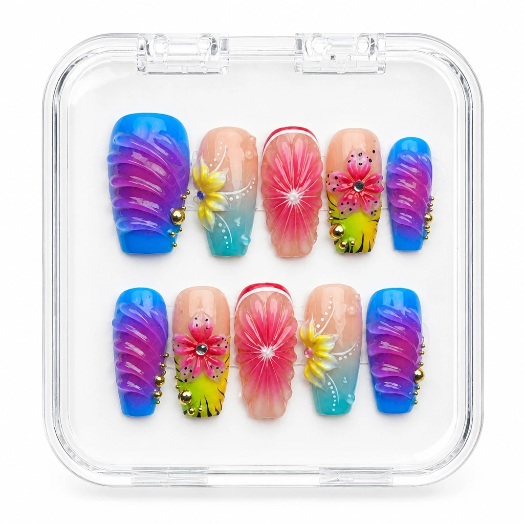 Press-on Nails Wholesale $14.90 Prismatic Bloom by Yabe Vietnam