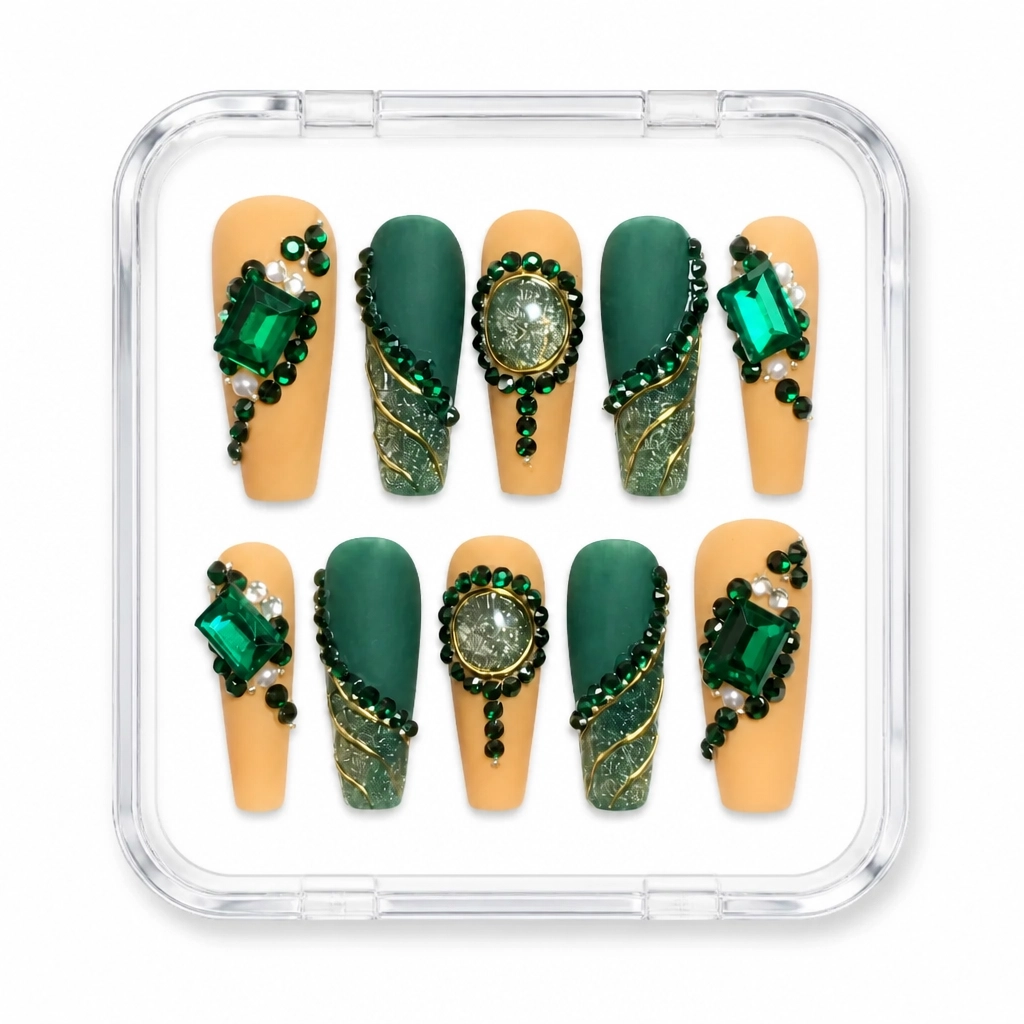 Press-on Nails Wholesale $14.90 Emerald Luxe by Yabe Vietnam