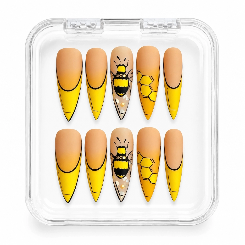 Press-on Nails Wholesale $14.90 Honey Hive Stiletto by Yabe Vietnam
