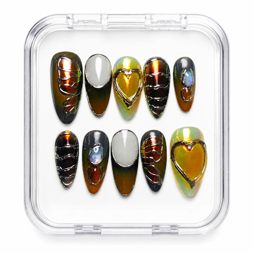 Press-on Nails Wholesale $14.90 Amber Eclipse by Yabe Vietnam