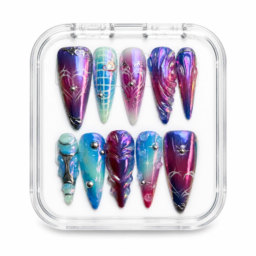 Press-on Nails Wholesale $14.90 Cosmic Marble Elegance by Yabe Vietnam