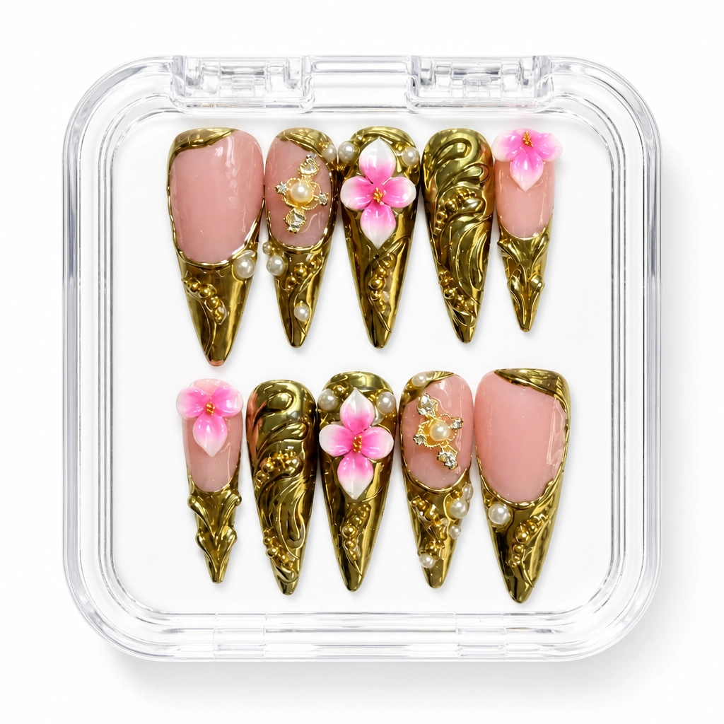 Press-on Nails Wholesale $14.90 Gilded Bloom by Yabe Vietnam