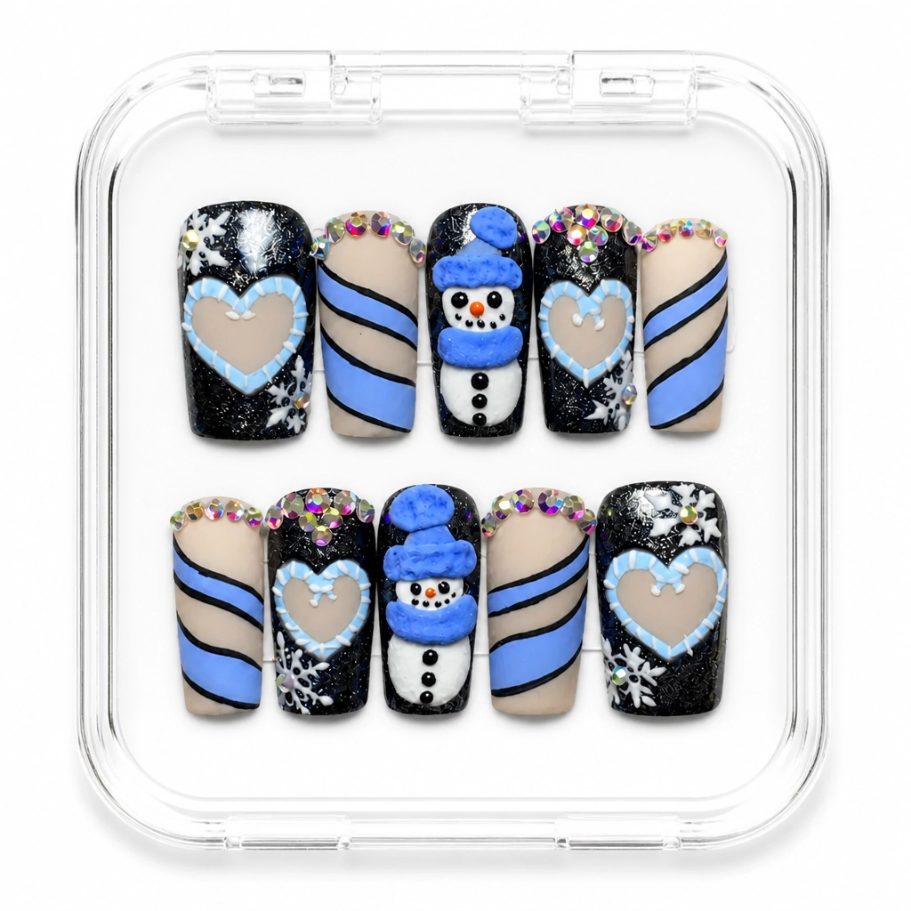 Press-on Nails Wholesale $14.90 Frozen Snowman Luxe by Yabe Vietnam