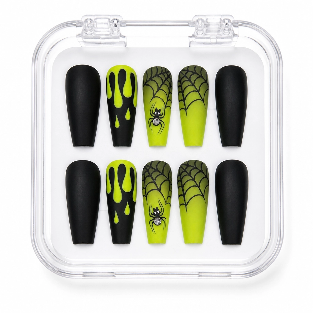 Press-on Nails Wholesale $14.90 Lime Web Glam by Yabe Vietnam