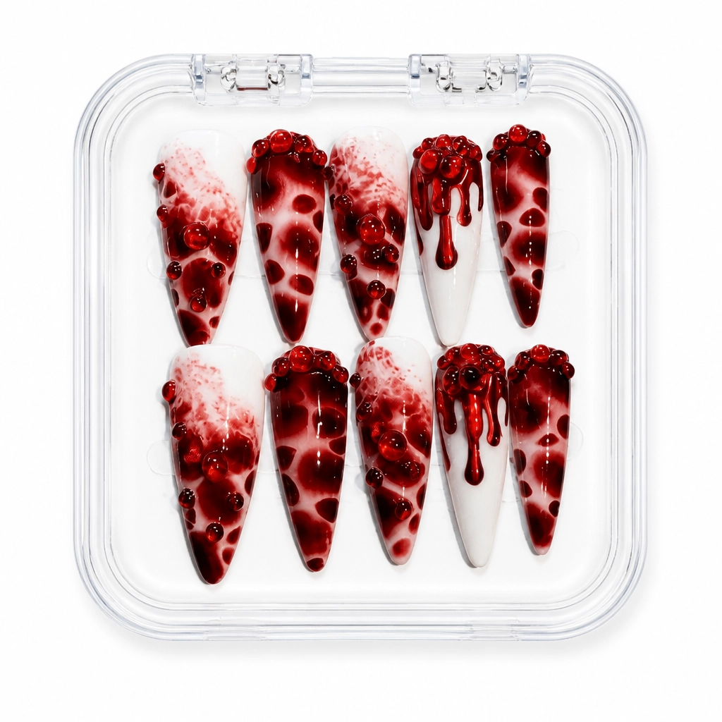 Press-on Nails Wholesale $14.90 Crimson Drip Elegance by Yabe Vietnam