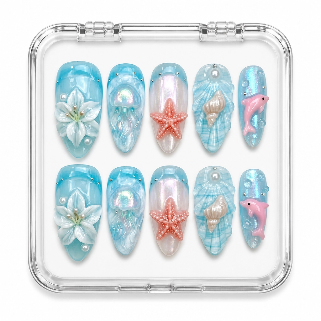 Press-on Nails Wholesale $14.90 Aqua Dreamscape by Yabe Vietnam