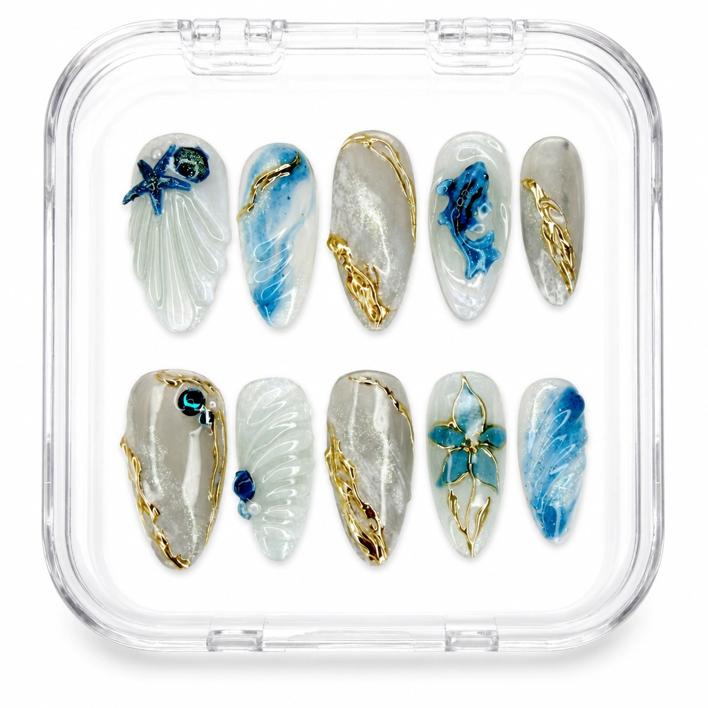 Press-on Nails Wholesale $14.90 Oceanic Bliss by Yabe Vietnam