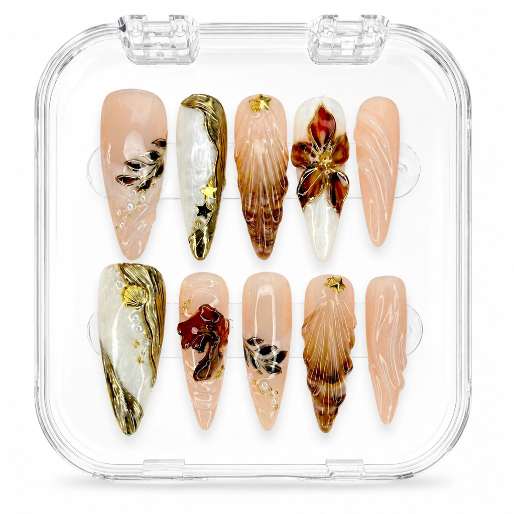 Press-on Nails Wholesale $14.90 Golden Bloom by Yabe Vietnam
