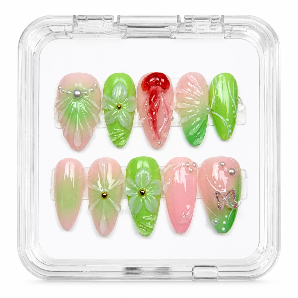 Press-on Nails Wholesale $14.90 Botanical Bliss by Yabe Vietnam