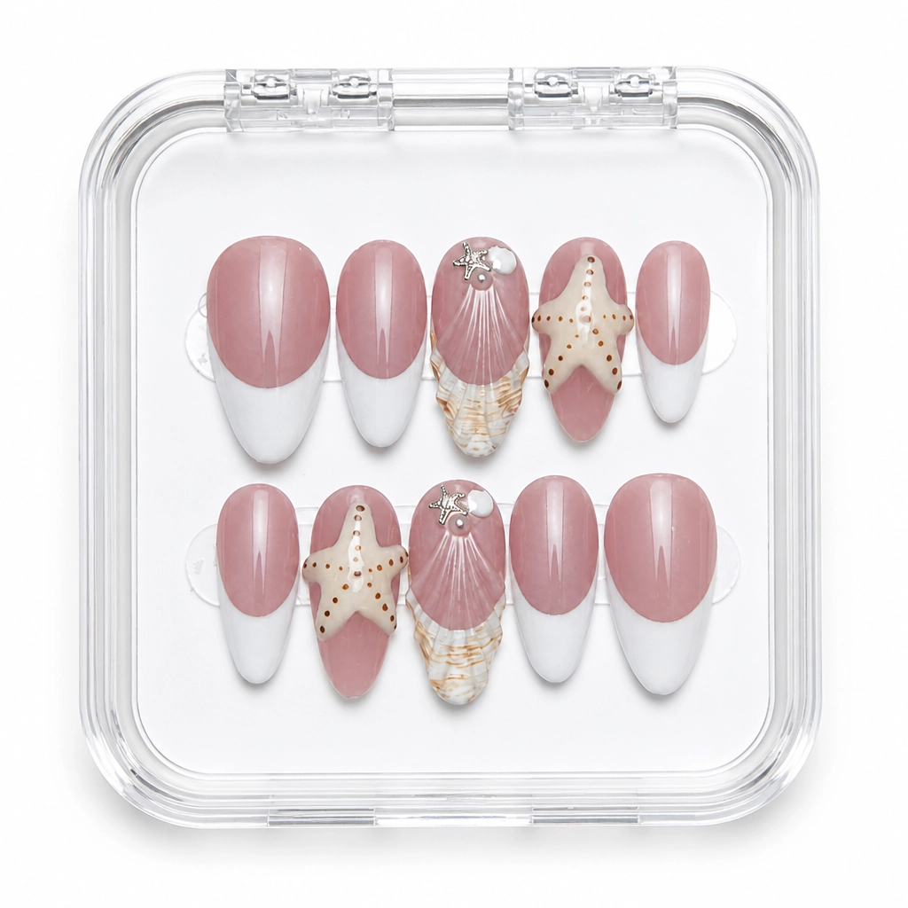 Press-on Nails Wholesale $14.90 Seashell Elegance by Yabe Vietnam