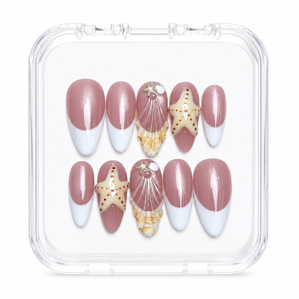 Press-on Nails Wholesale $14.90 Mauve Shell Elegance by Yabe Vietnam