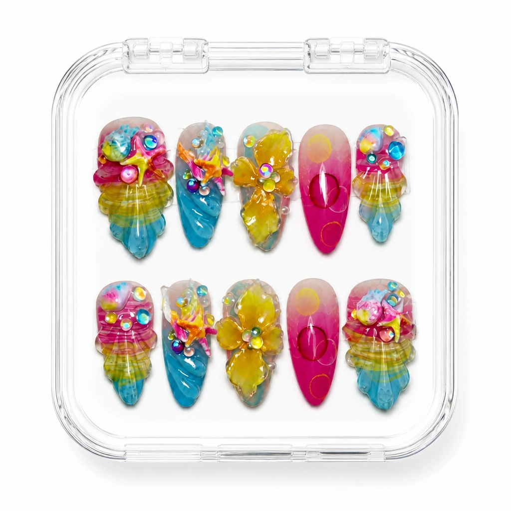 Press-on Nails Wholesale $14.90 Rose Prismatic Bloom by Yabe Vietnam