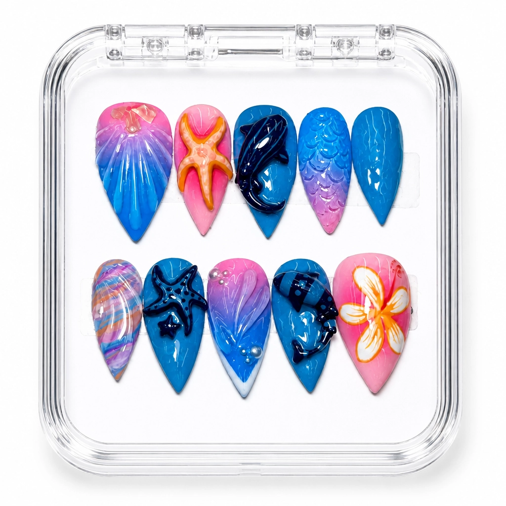 Press-on Nails Wholesale $14.90 Ocean Bloom by Yabe Vietnam